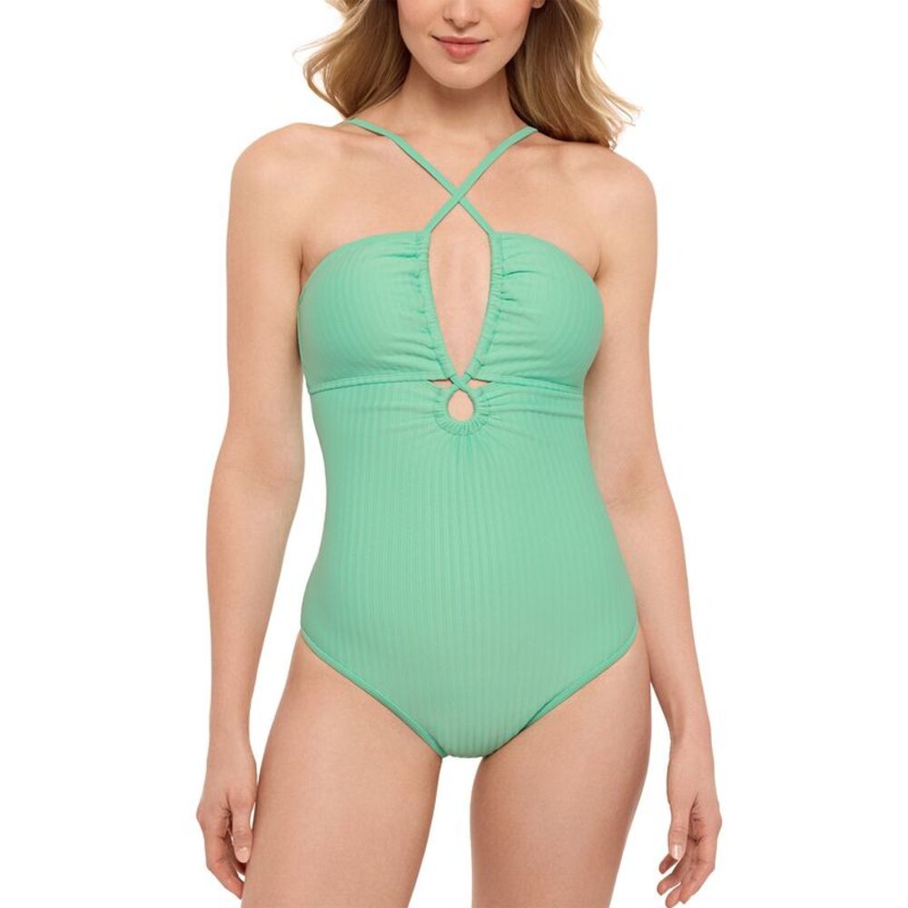 Salt + Cove Juniors Double Keyhole One-Piece Swimsuit Medium Aqua - NWT